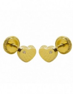 Pendientes de oro 18 ktes corazon con piedra de 6 mm y cierre de tuerca
