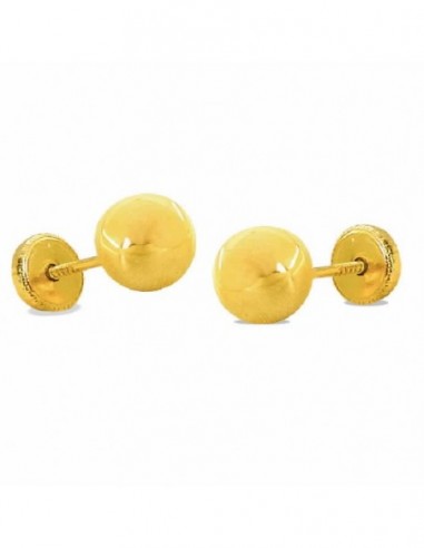 Pendientes de oro bola lisa de 4 mm con tuerca