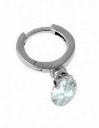 Pendiente una unidad de plata aro 12 mm con circonita colgando