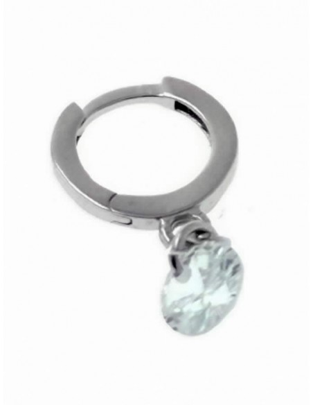 Pendiente una unidad de plata aro 12 mm con circonita colgando