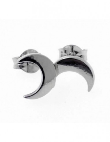 Pendientes de plata luna lisa 10 mm con cierre de presion