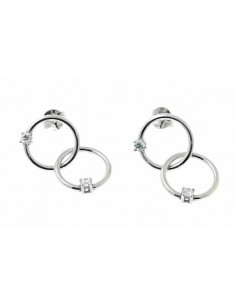 Pendientes de plata aros entrelazados ddee 13 mm con dos circonitas