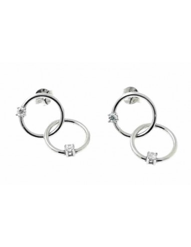 Pendientes de plata aros entrelazados ddee 13 mm con dos circonitas