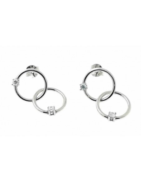 Pendientes de plata aros entrelazados ddee 13 mm con dos circonitas