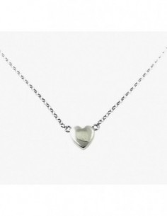Gargantilla de plata con corazon cadena de 45 cms con adaptador 3 cms final.