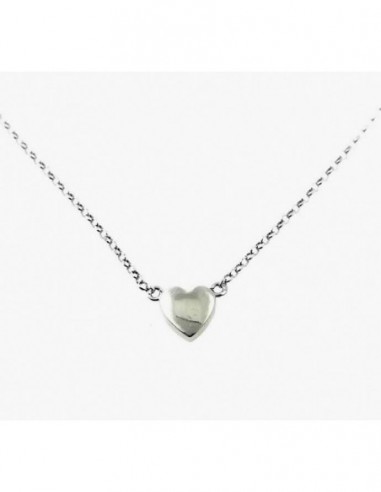 Gargantilla de plata con corazon cadena de 45 cms con adaptador 3 cms final.
