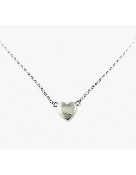 Gargantilla de plata con corazon cadena de 45 cms con adaptador 3 cms final.
