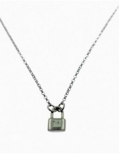 Gargantilla de plata candado con cadena de 45 cms con adaptador final de 3 cms para poner a varia medidas.