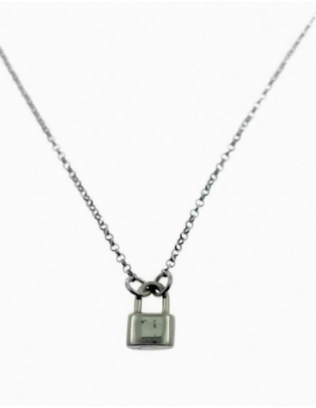 Gargantilla de plata candado con cadena de 45 cms con adaptador final de 3 cms para poner a varia medidas.