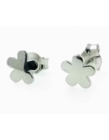 Pendientes de plata de ley flor con cierre de presion