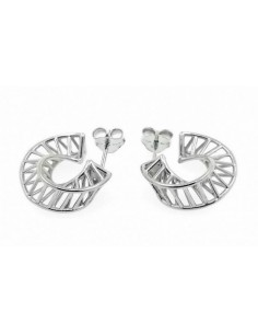 Pendientes de plata de ley aros 3d con cierre de presion