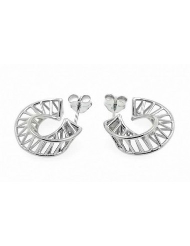 Pendientes de plata de ley aros 3d con cierre de presion