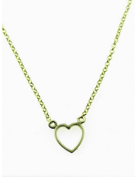Gargantilla de plata de ley chapada corazon con cadena de 45 cms y adaptador de 3 cms final.