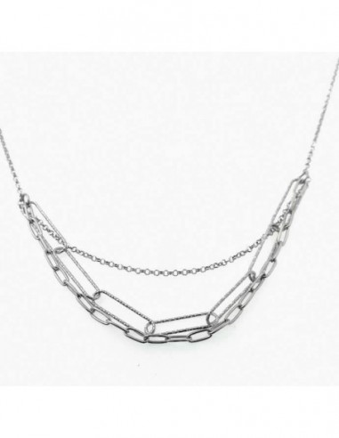 Gargantilla de plata multicadena de plata 45 cms con adaptador final de 3 cms