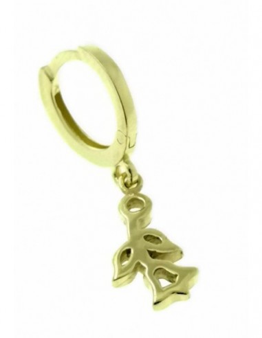 Un Pendientes de plata chapada aro de 13 mm de diametro con flor colgando