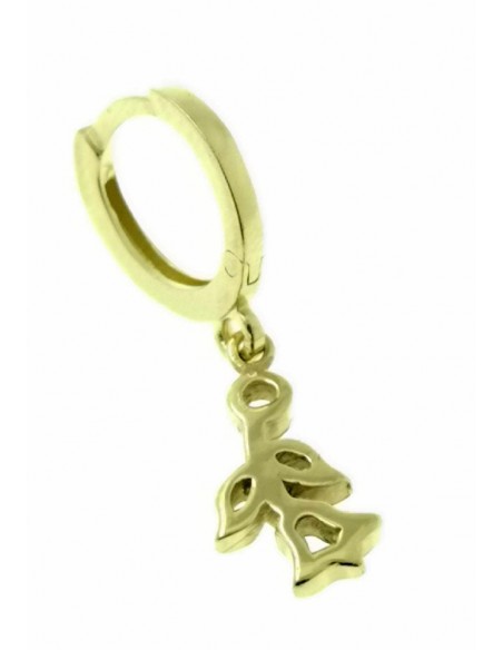 Un Pendientes de plata chapada aro de 13 mm de diametro con flor colgando