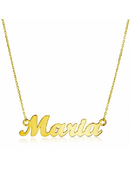Gargantilla de oro 18 ktes de nombre con una circonita, cadena de 45 cms 1 mm ancho.