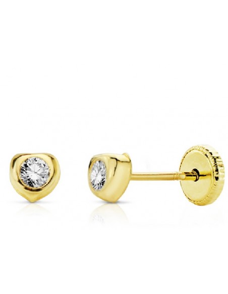 Pendientes de oro chaton corazon 4X4