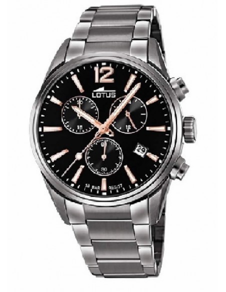 Reloj Lotus cab. 18682/2 ace. esf. negro-rose