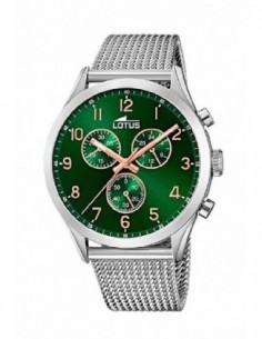 Reloj Lotus cab. 18637/2 ace. esf. verd. crono.