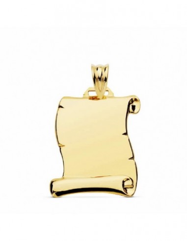 pergamino de oro liso fabricado en oro de 18 ktes, de medidas 19 x 14 mm