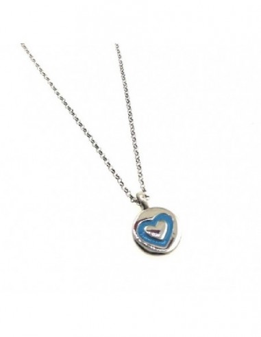 Collar plata corazon azul 029209-1-1-4