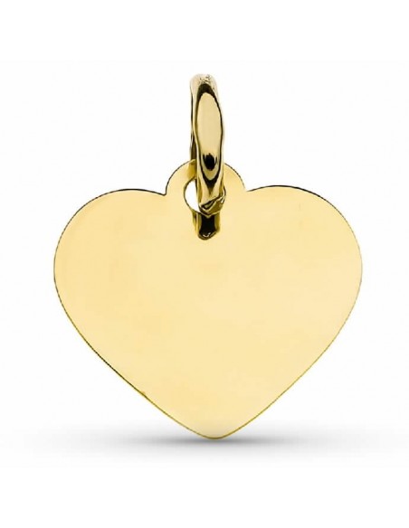 18K COLGANTE ORO AMARILLO CORAZON LISO 12 MM PARA GRABAR