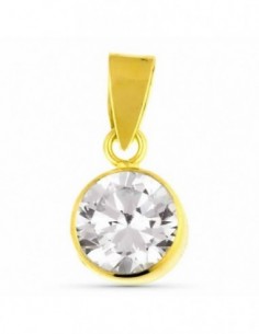 18K COLGANTE CHATON REDONDO ORO AMARILLO 7 MM PRESION