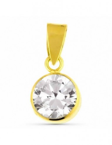 18K COLGANTE CHATON REDONDO ORO AMARILLO 7 MM PRESION