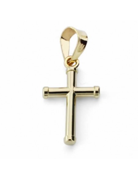 18K Cruz de oro lisa redonda 1.5X2 mm