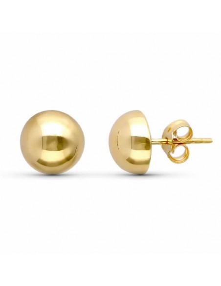 18K PENDIENTES ORO AMARILLO MEDIA BOLA LISA 8 MM PRESION