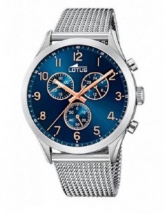 Reloj Lotus cab. 18637/3 crono. ace. esf. azul.