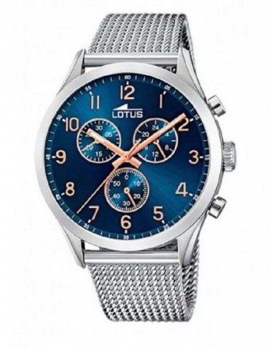 Reloj Lotus cab. 18637/3 crono. ace. esf. azul.