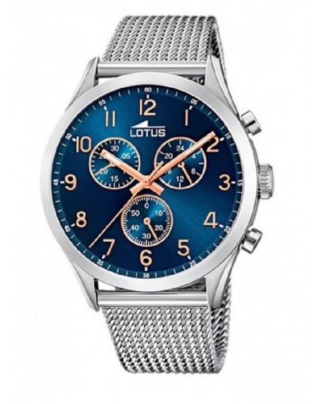 Reloj Lotus cab. 18637/3 crono. ace. esf. azul.