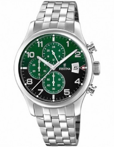 Reloj Festina cab. F20374/7 crono. acer. esf. verde