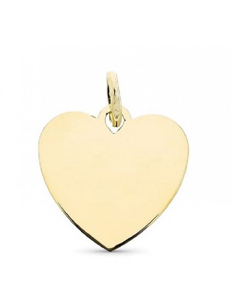 Colgante oro 18 ktes. amarillo con forma de corazon mini liso 15mm.