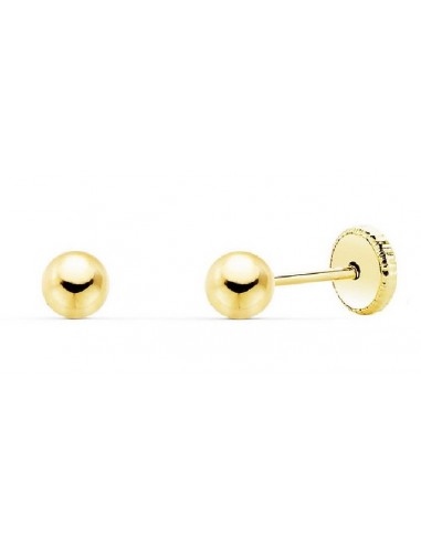 Pendientes oro 18 ktes. bola 4 mm ligera