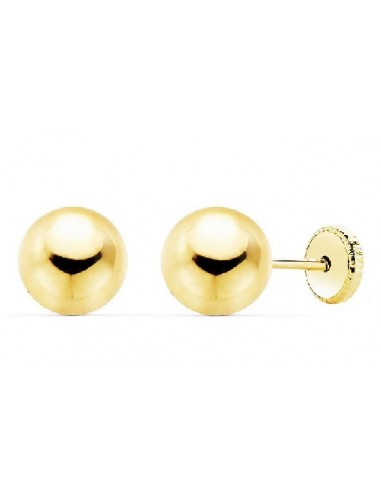 Pendientes oro 18 ktes. bola lisa 7mm...