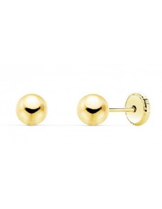 Pendientes bola 18 ktes. oro amarillo  5mm, tuerca.