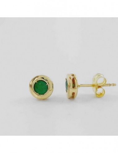Pendientes oro chaton Esmeraldas 5 mm