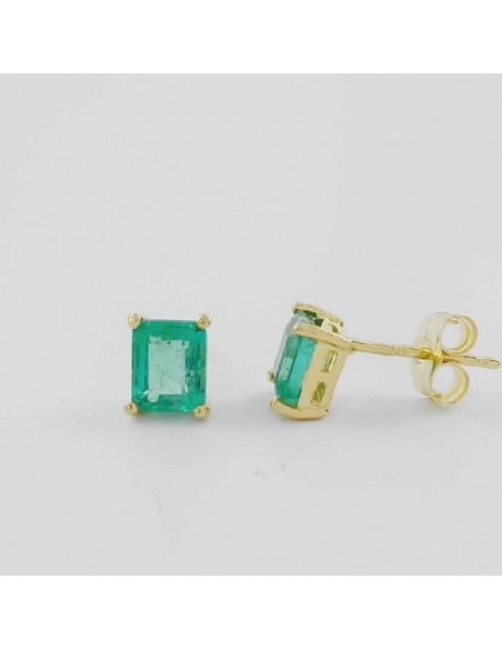 Pendientes garra Esmeralda 5x4 octogono