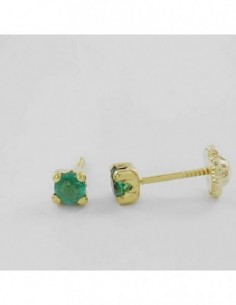 Pendientes oro Esmerladas garra 3 mm con cierrede tuerca para que no se clave el palillo