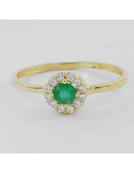 Sorija de oro con Esmeralda y circonitas