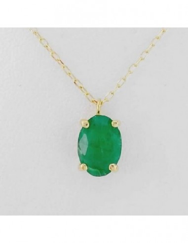 Colgante de oro Esmeralda 6x4 mm con cadena