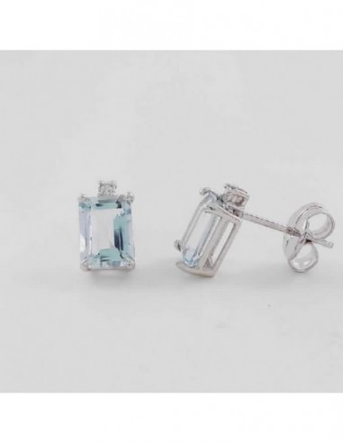 Pendientes oro Btes 0.036 ct Aguamarina 5 x 7 mm