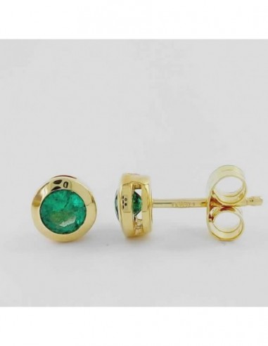 Pendientes oro Esmeraldas 0.46 ct chaton con cierre presión