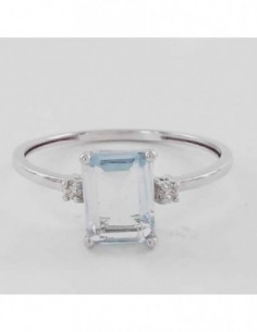 Sortija oro Btes 0.036 ct y  Aguamarina