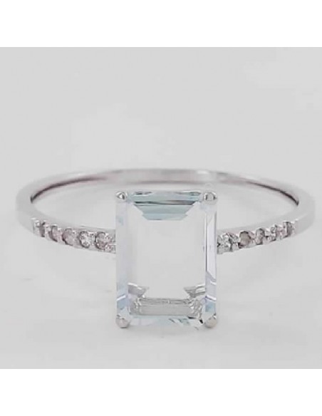 Sortija oro Btes 0.05 ct Aguamarina 5x7