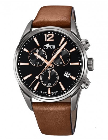 Reloj Lotus cab. 18683/2 acer. corr. esf. negro/rose