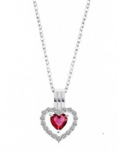 Collar Lotus Silver LP3555-1/3 corazon fucsia